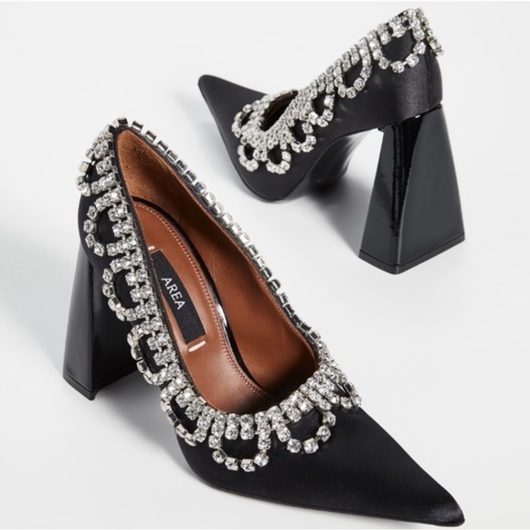 AREA New York Scallop Crystal Pointed Toe Heels - Picture 2 of 10